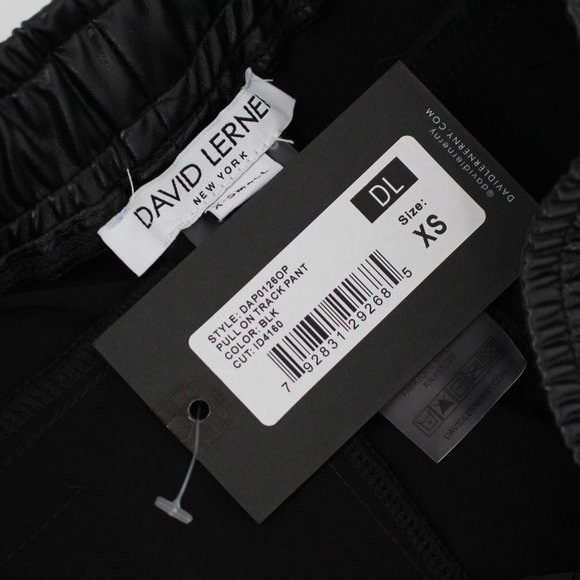 David Lerner Vegan Leather Track Pant Joggers X-Small NEW Faux Elastic Waist XS - Picture 5 of 7